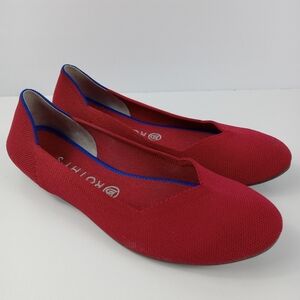 Rothy's Red Flats with Blue Trim